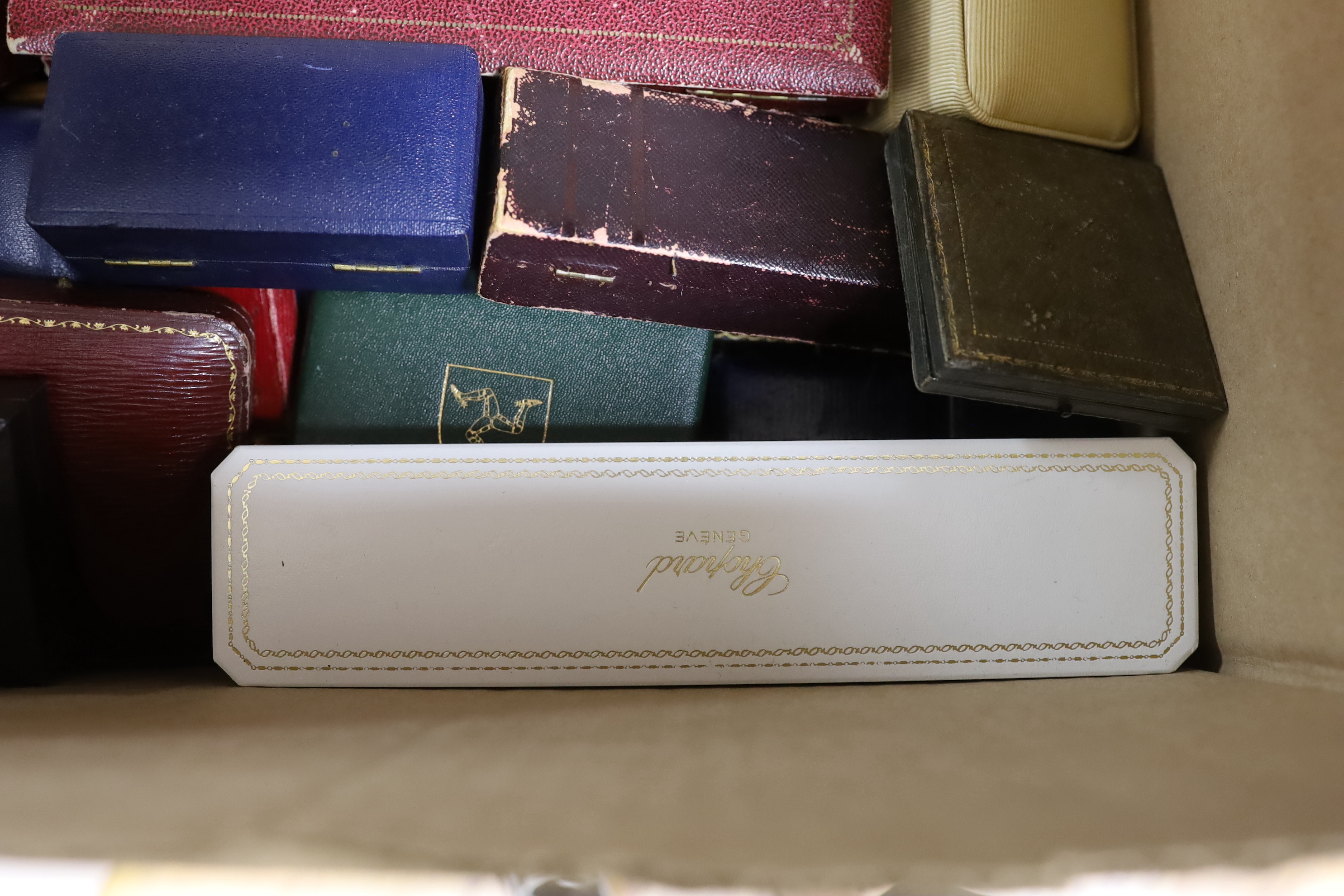 A quantity of assorted jewellery boxes including Chopard and Lane Crawford.